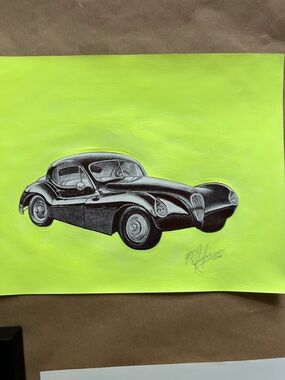1953 Jaguar, XK 120, Ballpoint and acrylic
